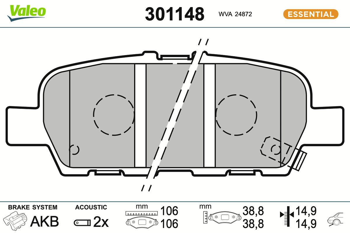 VALEO 301148 Brake pad set, disc brake