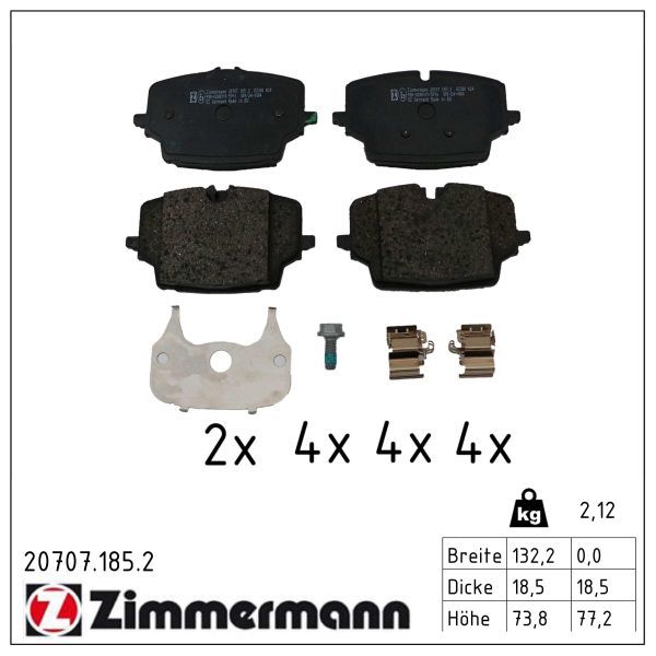 ZIMMERMANN 20707.185.2 Brake pad set, disc brake