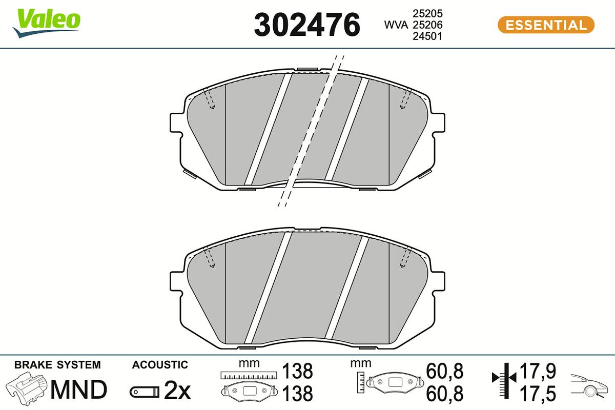 VALEO 302476 Brake pad set, disc brake
