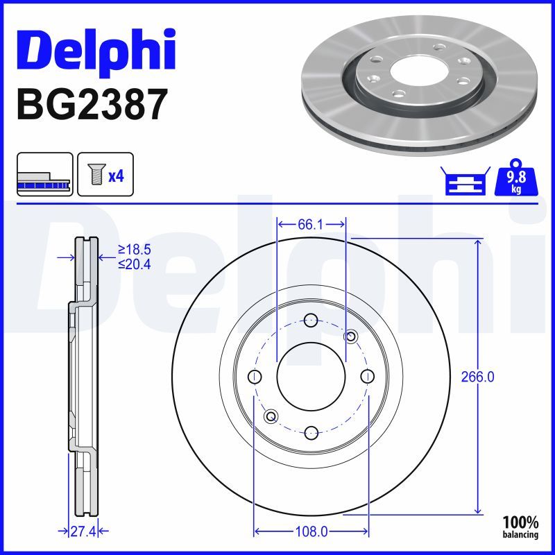 DELPHI BG2387 Brake disc