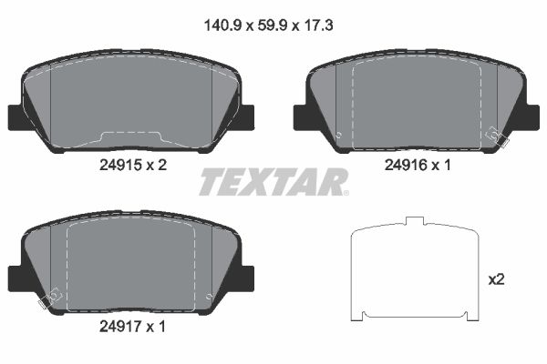 TEXTAR 2491501 Brake pad set, disc brake