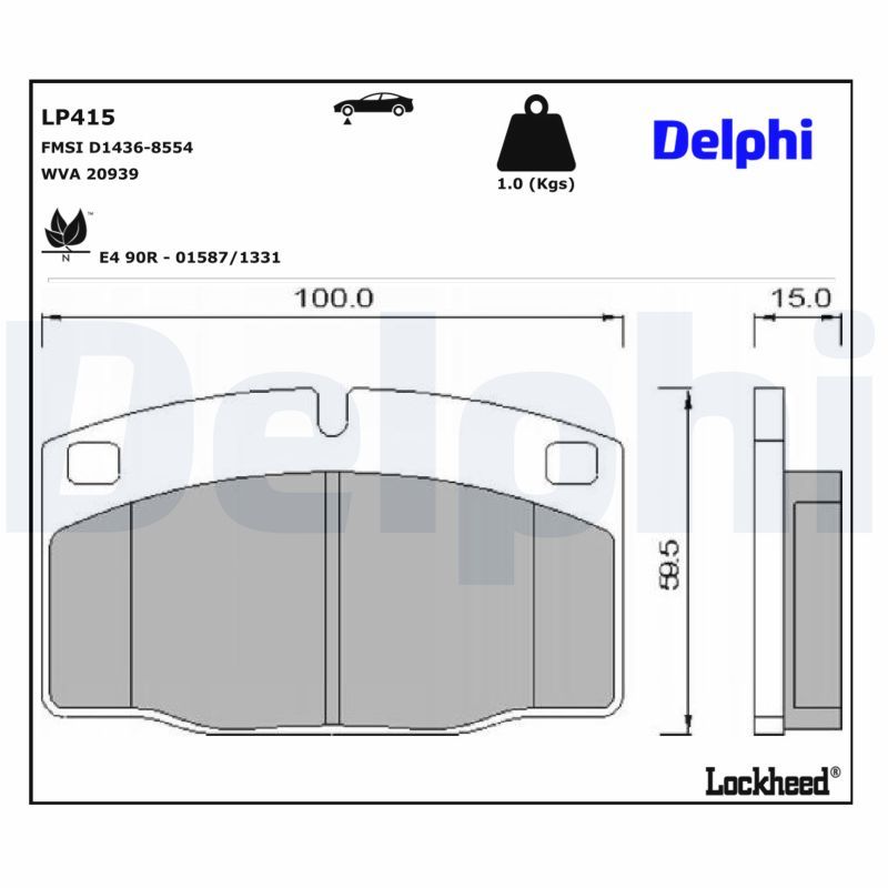 DELPHI LP415 Brake pad set, disc brake