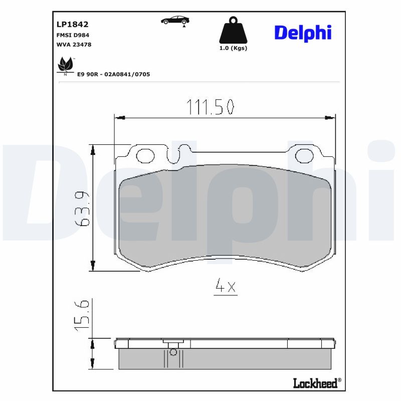 DELPHI LP1842 Brake pad set, disc brake