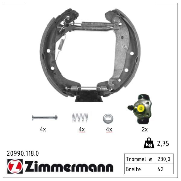 ZIMMERMANN 20990.118.0 Brake shoe set