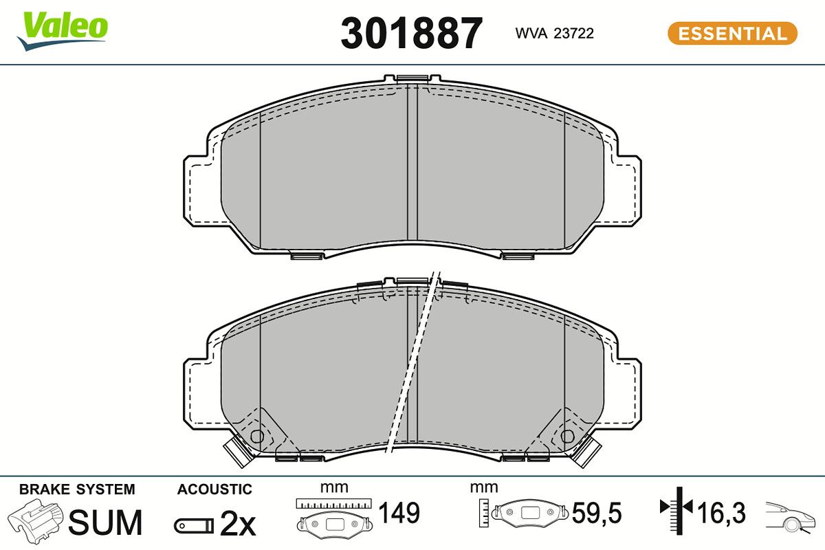 VALEO 301887 Brake pad set, disc brake