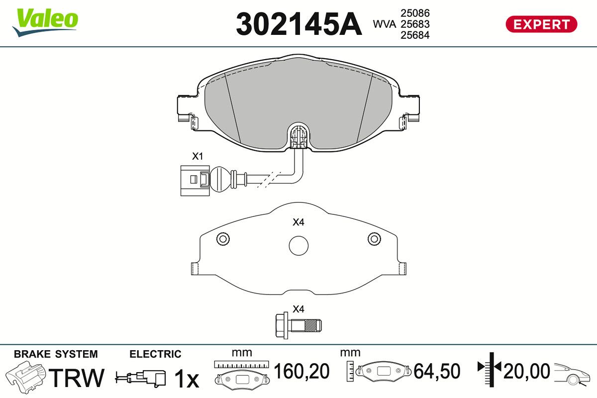 VALEO 302145A Brake pad set, disc brake