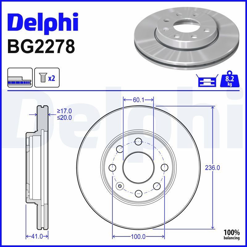 DELPHI BG2278 Brake disc