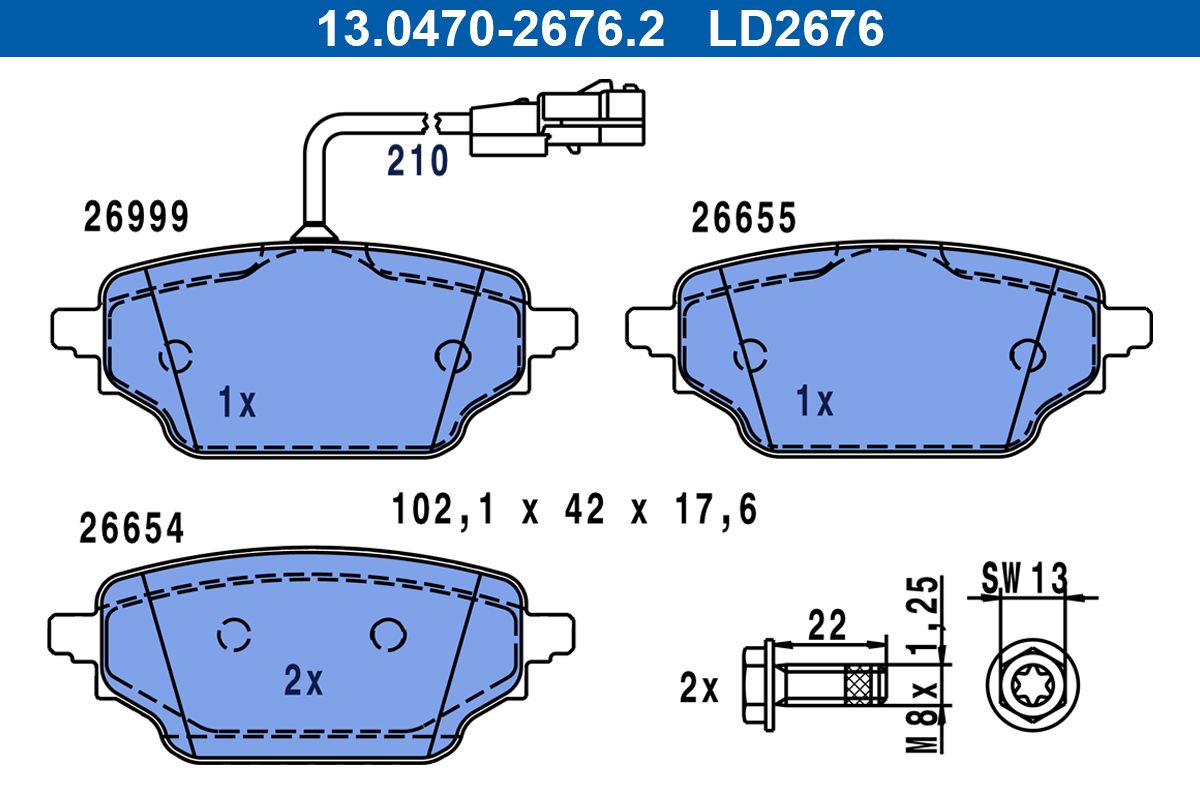 ATE 13.0470-2676.2 Brake pad set, disc brake
