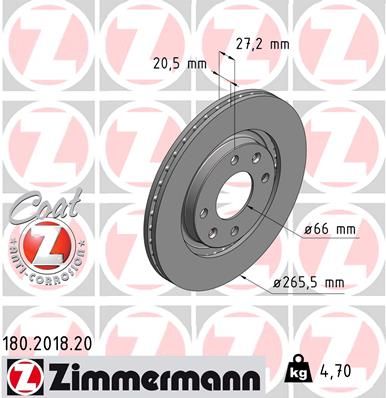 ZIMMERMANN 180.2018.20 Brake disc