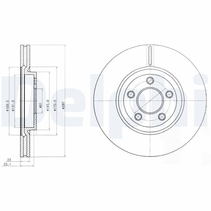 DELPHI BG3704 Brake disc
