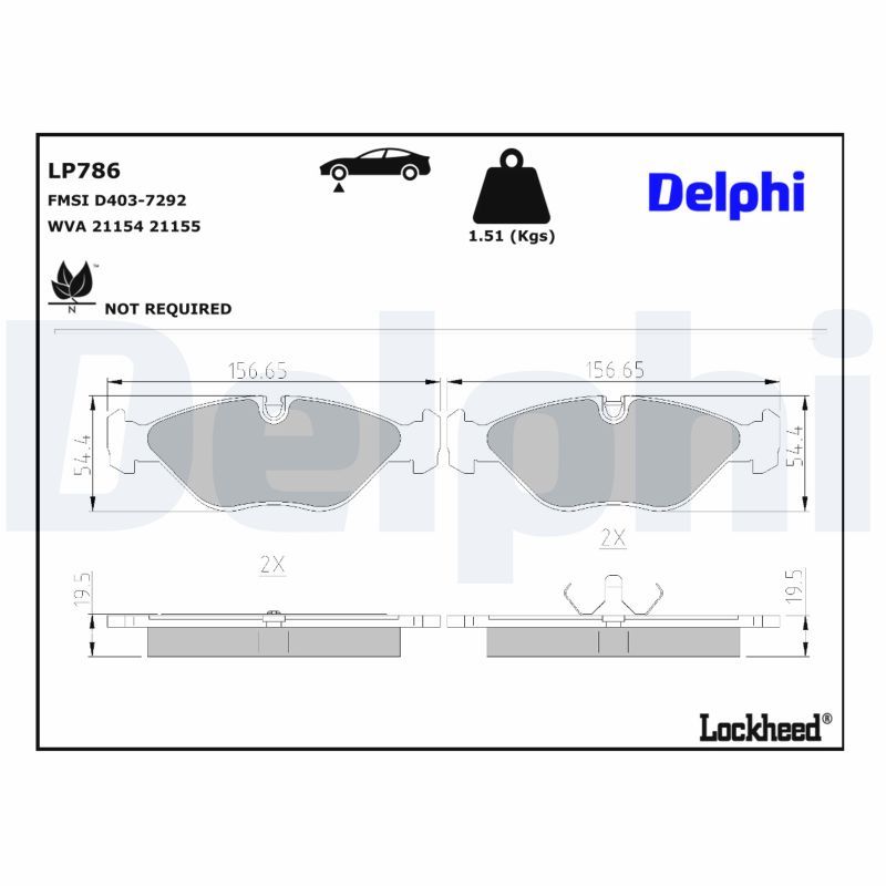 DELPHI LP786 Brake pad set, disc brake