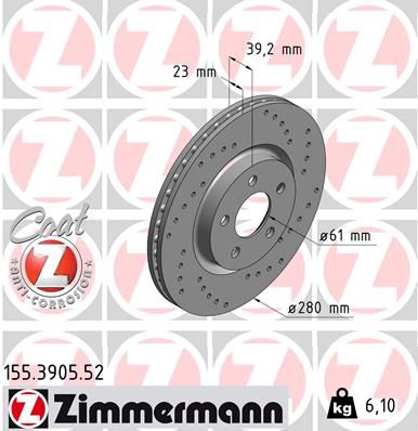 ZIMMERMANN 155.3905.52 Brake disc