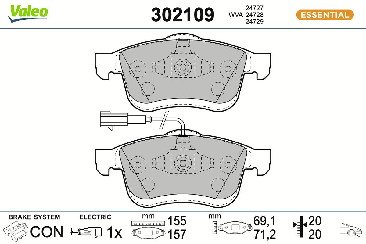 VALEO 302109 Brake pad set, disc brake