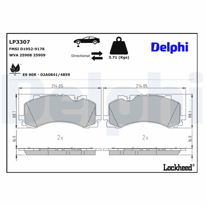 DELPHI LP3307 Brake pad set, disc brake