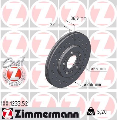 ZIMMERMANN 100.1233.52 Brake disc
