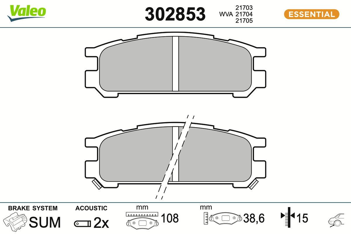 VALEO 302853 Brake pad set, disc brake