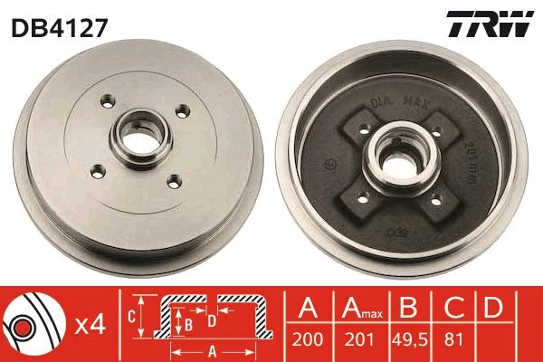 TRW DB4127 Brake drum