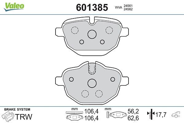 VALEO 601385 Brake pad set, disc brake