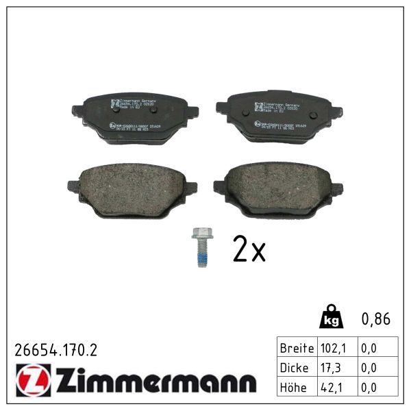 ZIMMERMANN 26654.170.2 Brake pad set, disc brake