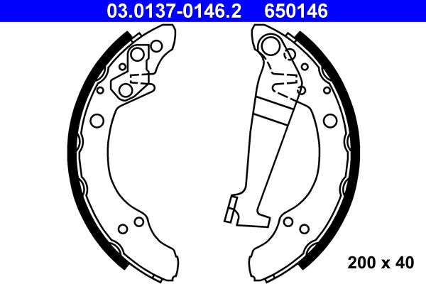 ATE 03.0137-0146.2 Brake shoe set