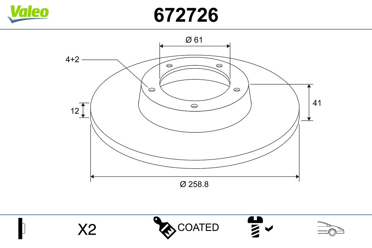 VALEO 672726 Brake disc
