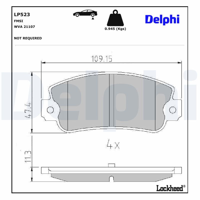 DELPHI LP523 Brake pad set, disc brake