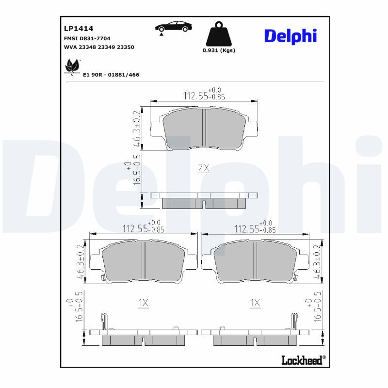 DELPHI LP1414 Brake pad set, disc brake
