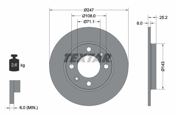 TEXTAR 92055003 Brake disc