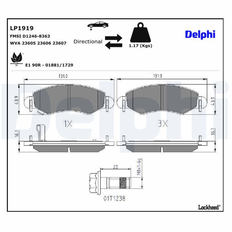 DELPHI LP1919 Brake pad set, disc brake