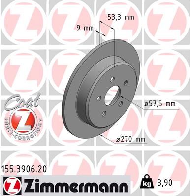 ZIMMERMANN 155.3906.20 Brake disc