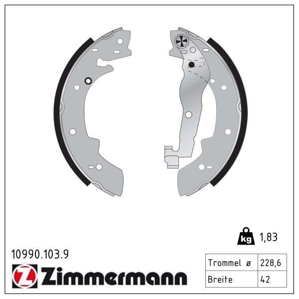 ZIMMERMANN 10990.103.9 Brake shoe set
