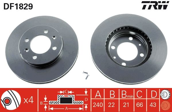 TRW DF1829 Brake disc