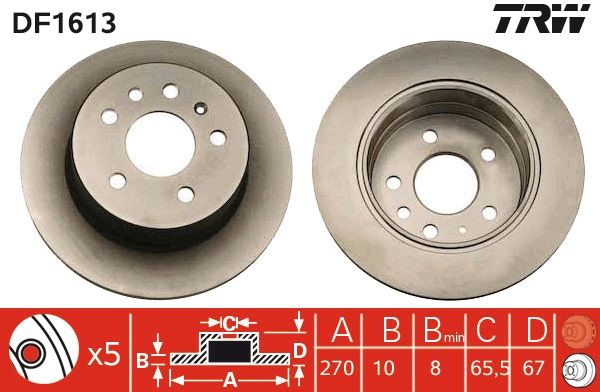 TRW DF1613 Brake disc