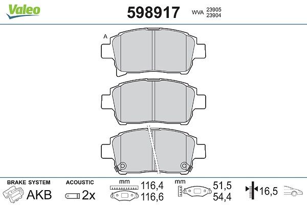 VALEO 598917 Brake pad set, disc brake