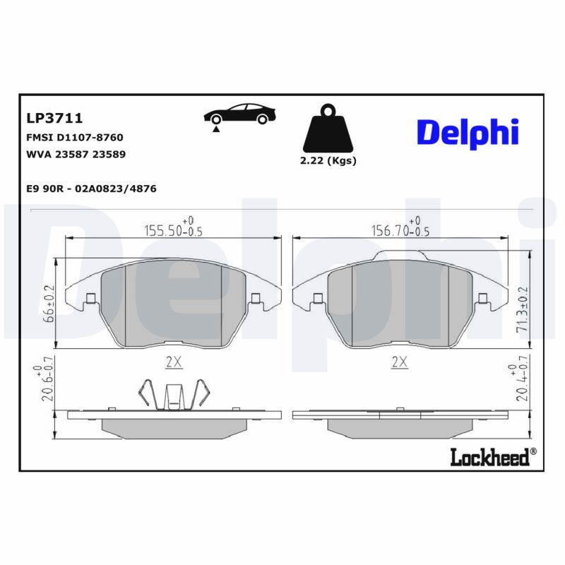 DELPHI LP3711 Brake pad set, disc brake