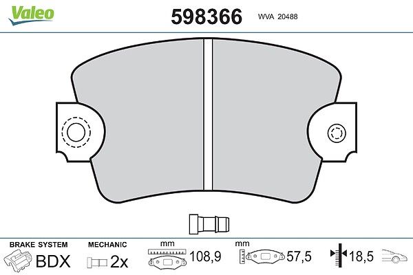 VALEO 598366 Brake pad set, disc brake