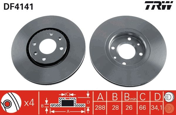 TRW DF4141 Brake disc