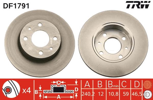 TRW DF1791 Brake disc