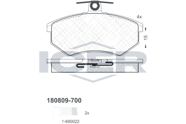 ICER 180809-700 Brake pad set, disc brake