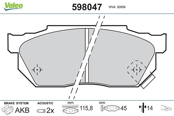VALEO 598047 Brake pad set, disc brake