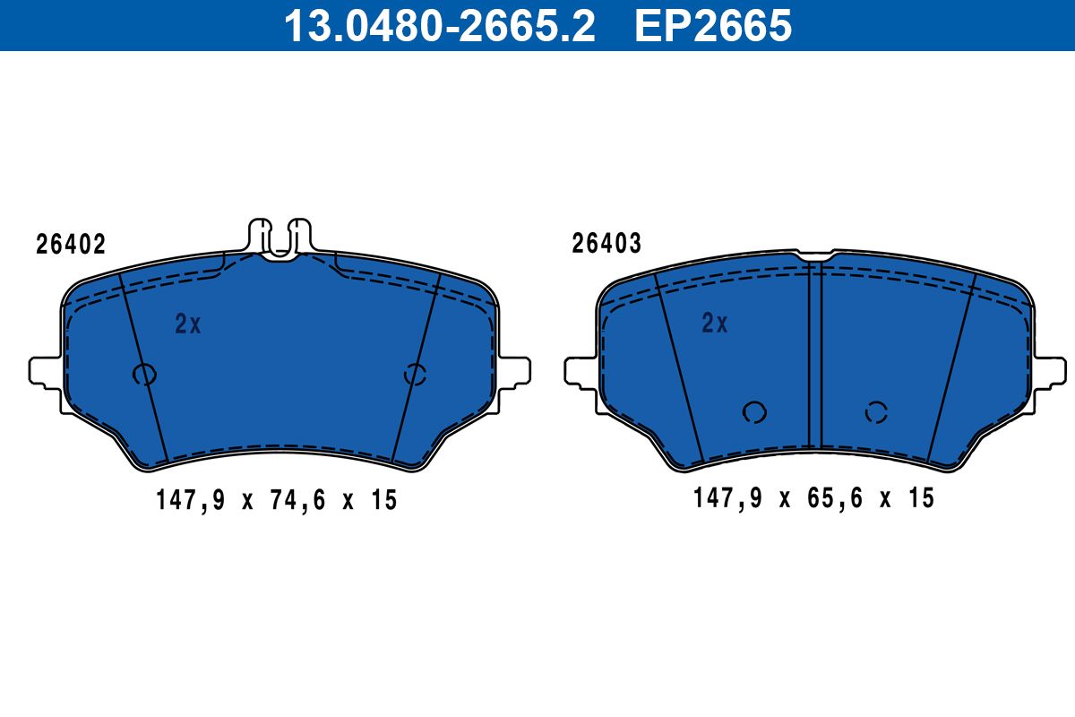 ATE 13.0480-2665.2 Brake pad set, disc brake