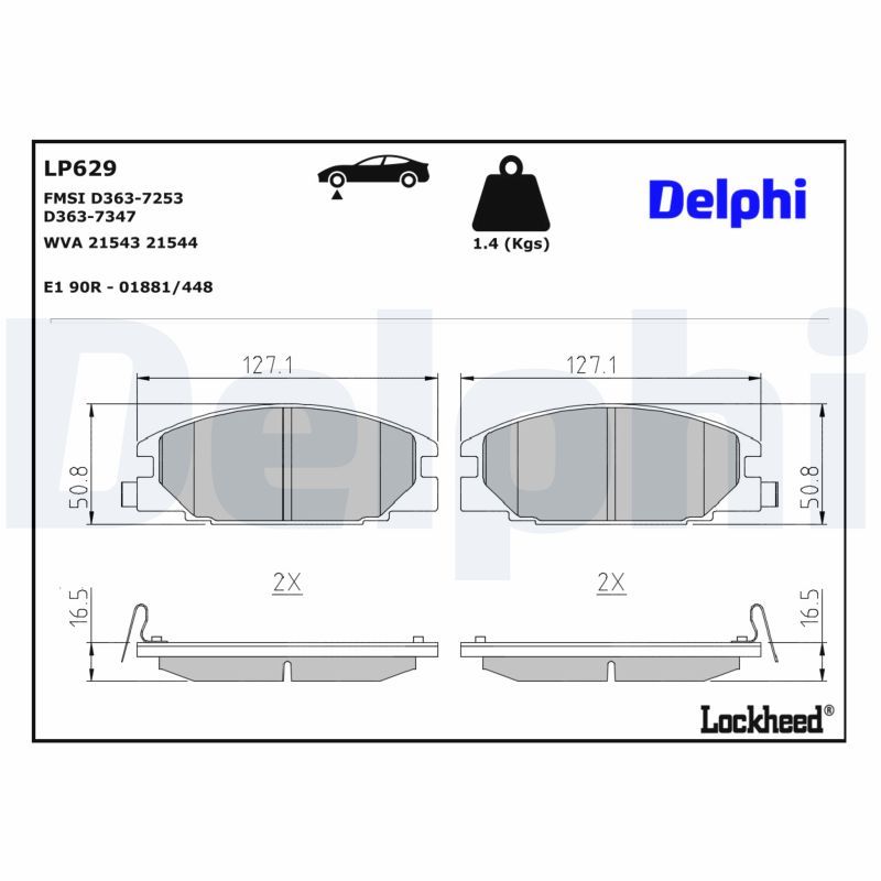 DELPHI LP629 Brake pad set, disc brake
