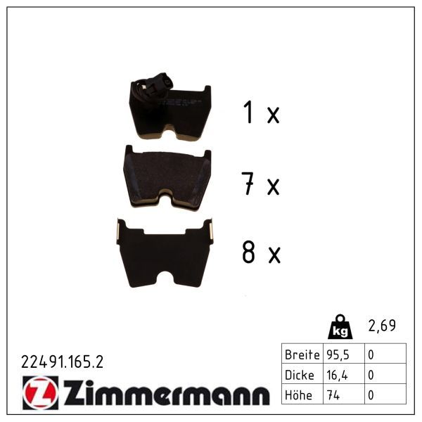 ZIMMERMANN 22491.165.2 Brake pad set, disc brake