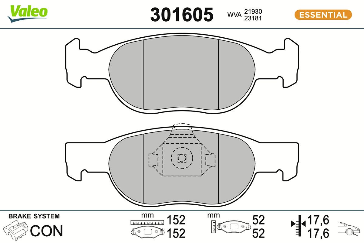 VALEO 301605 Brake pad set, disc brake