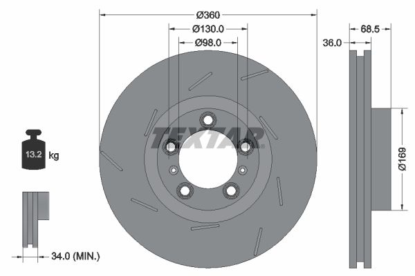 TEXTAR 92213905 Brake disc