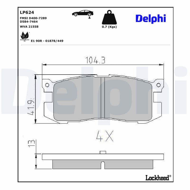 DELPHI LP624 Brake pad set, disc brake