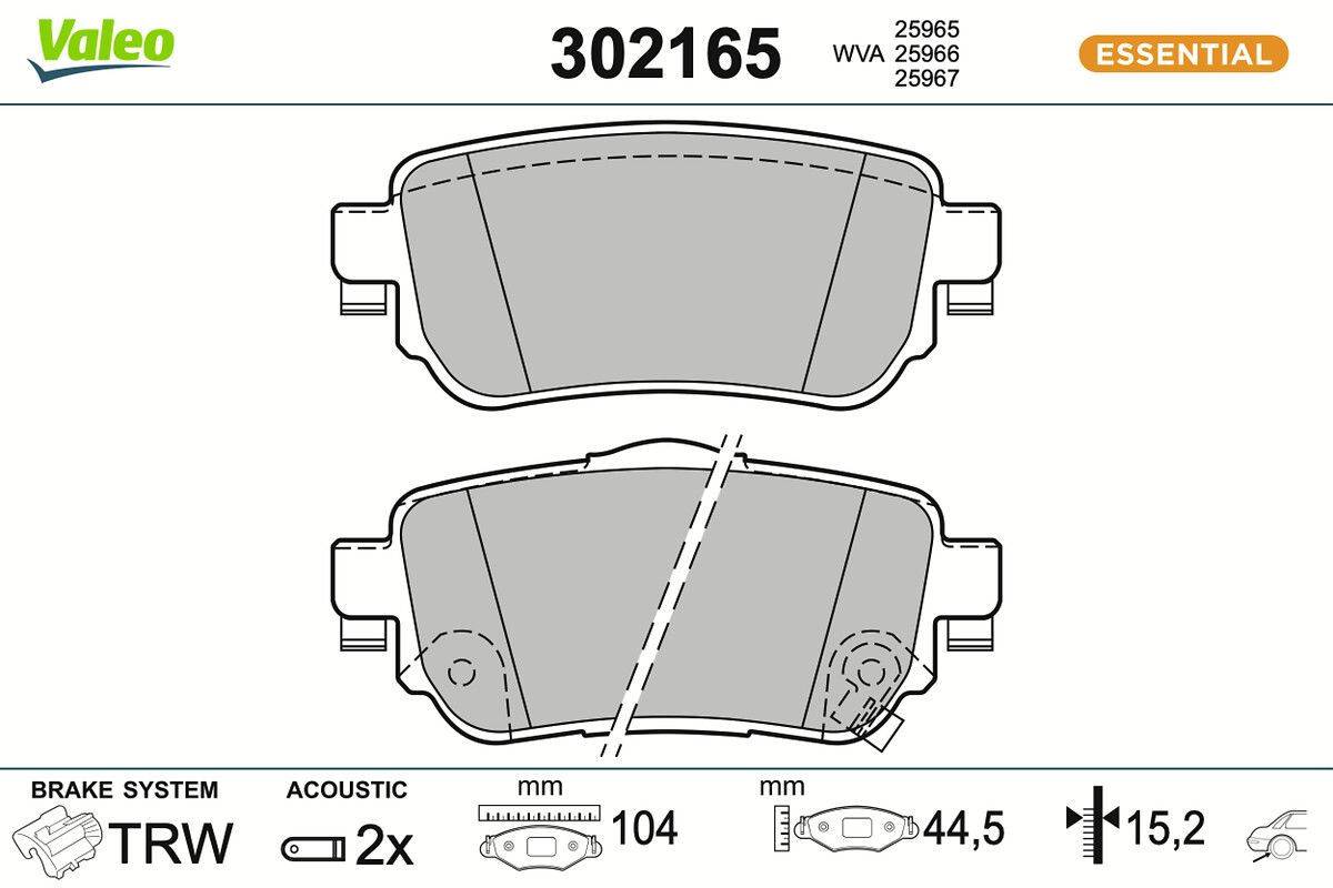 VALEO 302165 Brake pad set, disc brake