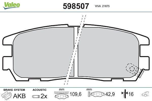 VALEO 598507 Brake pad set, disc brake