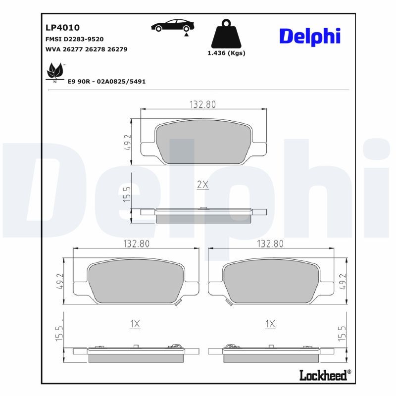 DELPHI LP4010 Brake pad set, disc brake