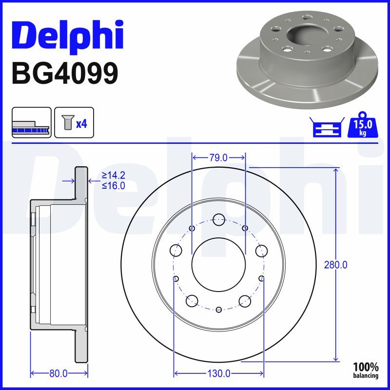DELPHI BG4099 Brake disc